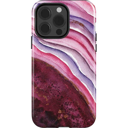 Plum Watercolor Geode iPhone 15 Pro Impact Case